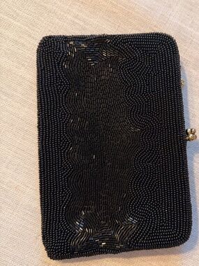 Vintage Japan Black Cat Hand Beaded Clutch